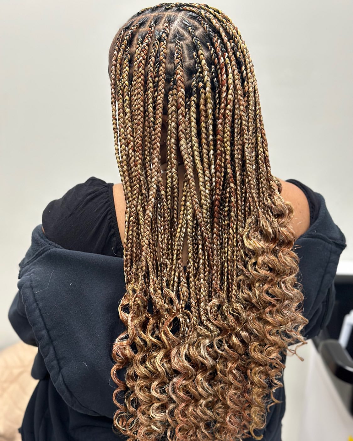 Golden Hour Box Braids With Curly Ends