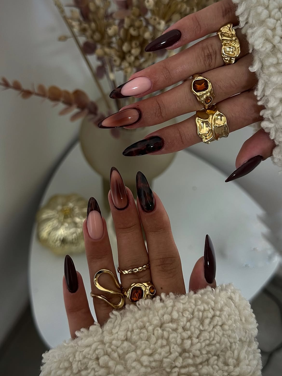 Gourmet Coffee Ombre Tortoiseshell French Tips