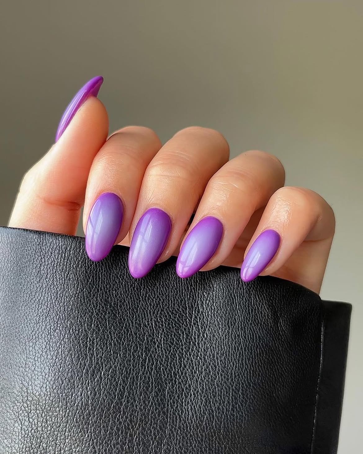 Gradient Aura Purple Almond Nails