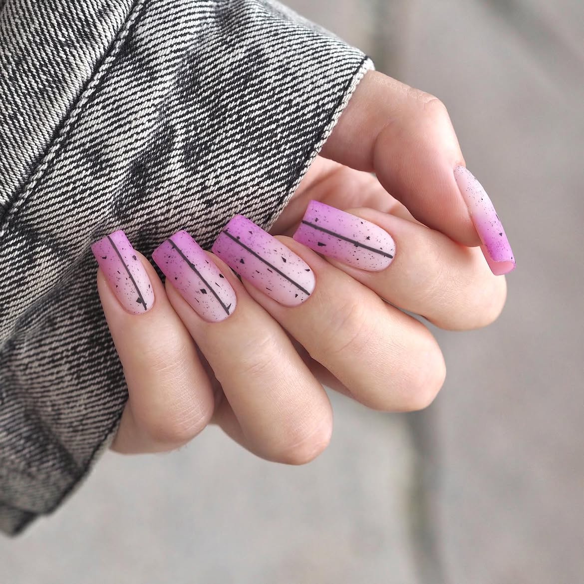 Grape Gradient Matte French Tip Nails