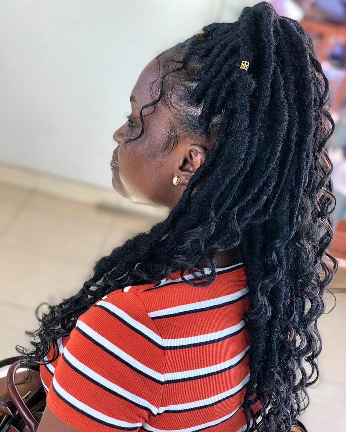 High Ponytail With Defined Baby Hairs and Gold Charm