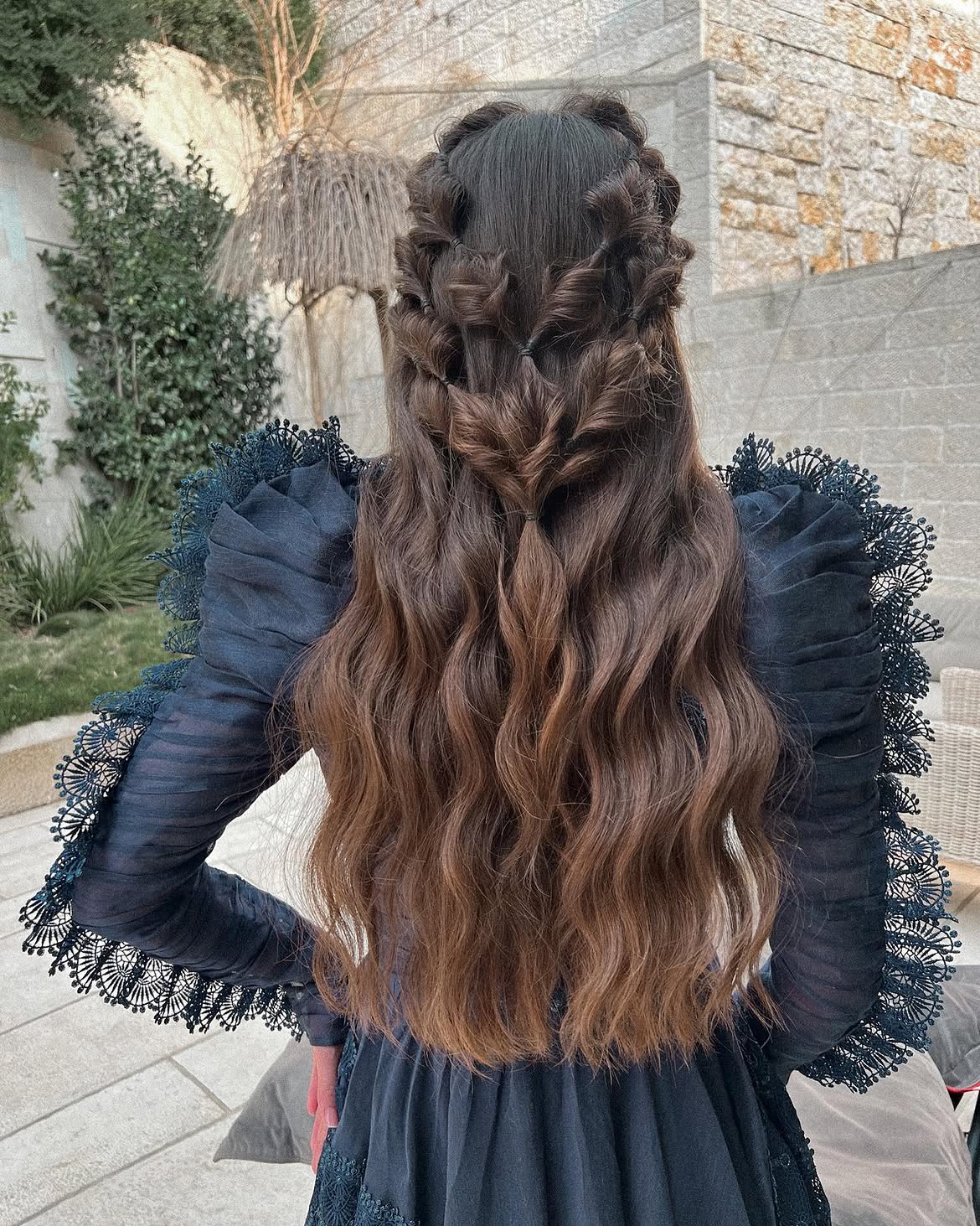 Intricate Braided Crown With Loose Waves