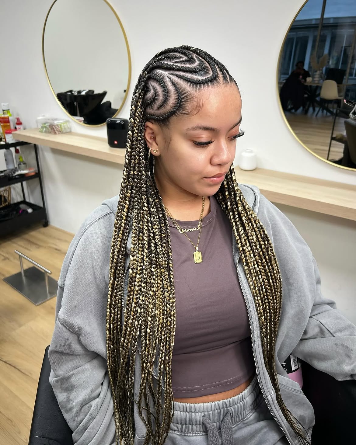 Intricate Fulani Braids With Golden Blonde Highlights