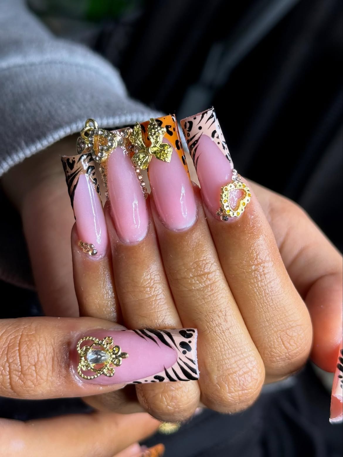 Jazzy French Tips With 3D Charms