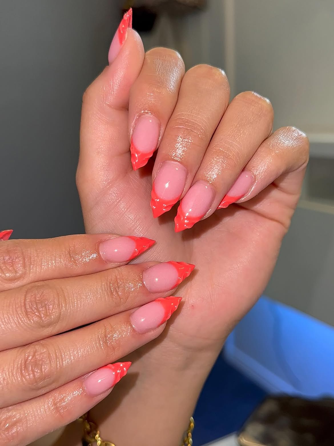 Juicy Watermelon Mismatched French Tips