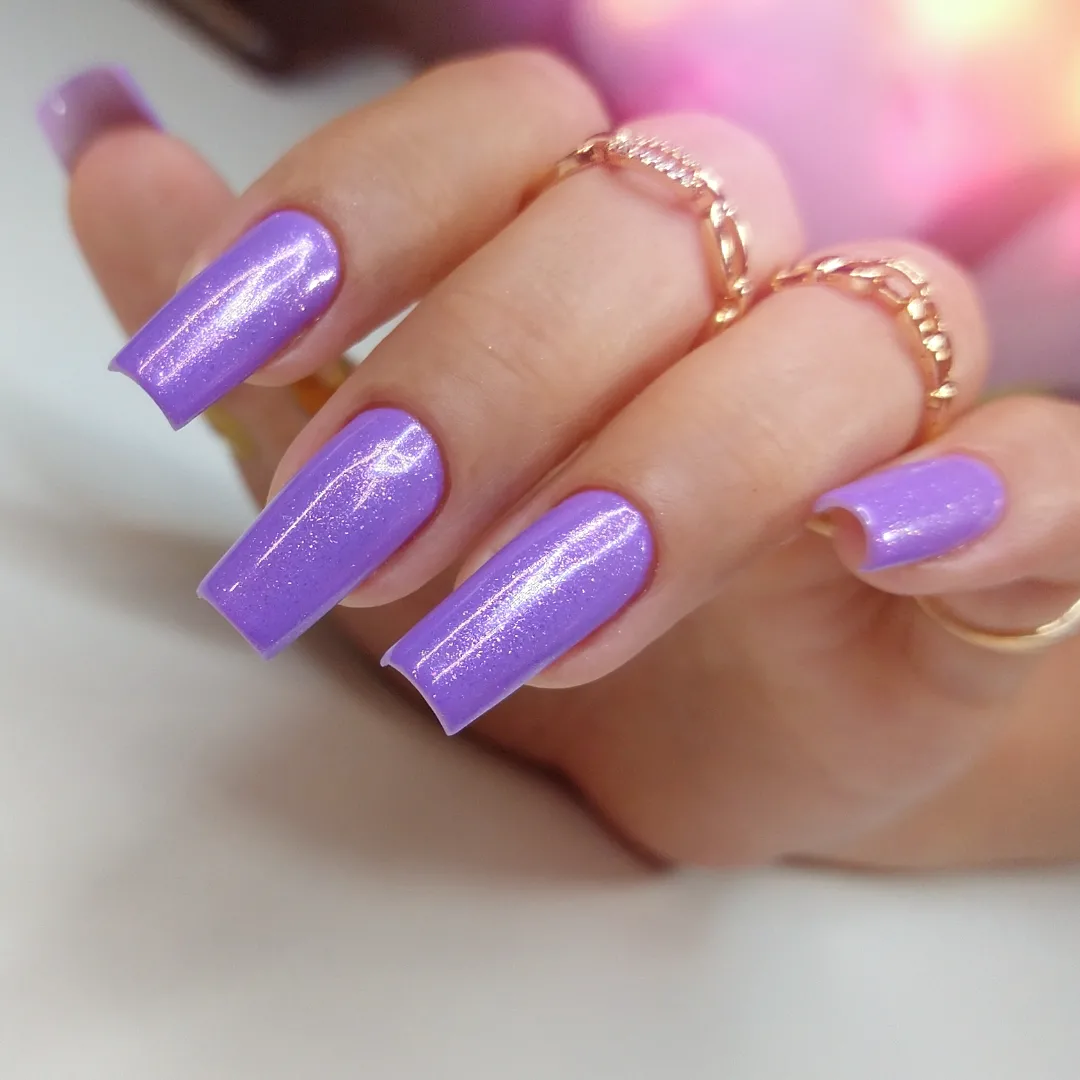 Lavender Shimmer Long Square Nails