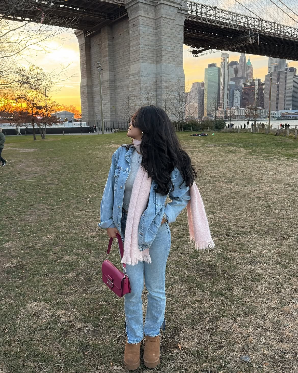 Light Wash Denim Double Denim With Pink Accents