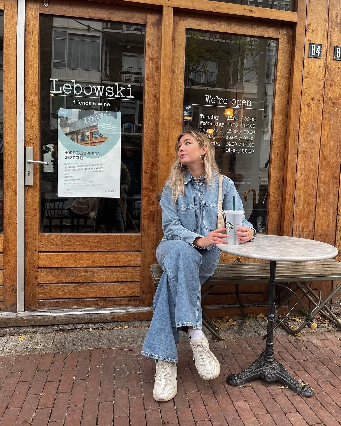 Light Wash Denim Set With Chunky Sneakers