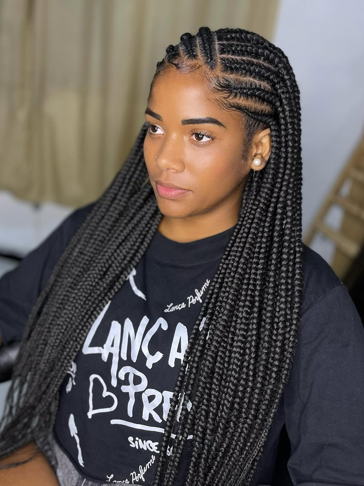 Long Box Braids With Defined Parts