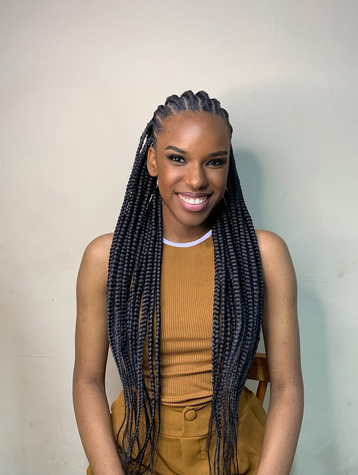 Long Box Braids With Defined Parts