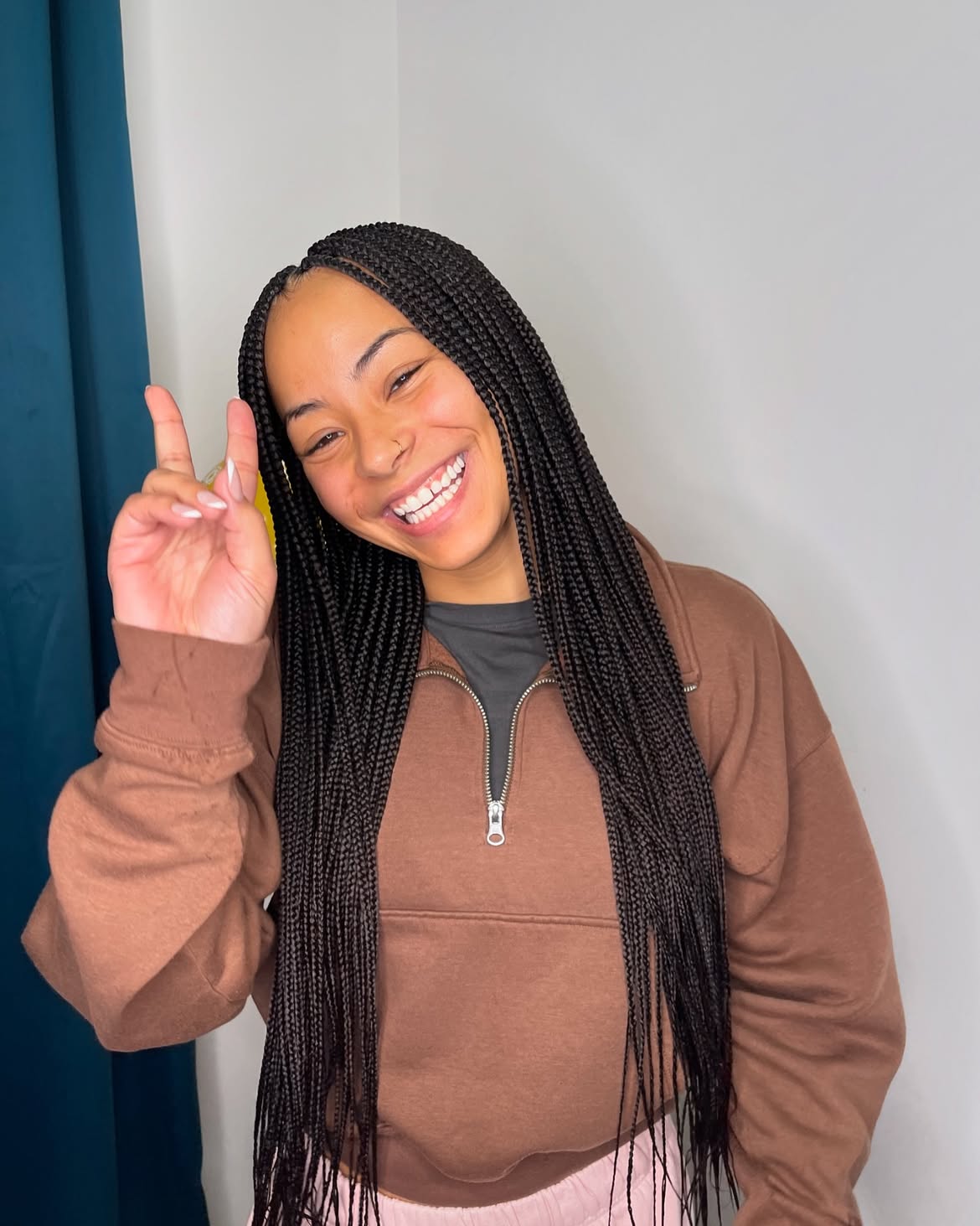 Long Box Braids With Defined Parts