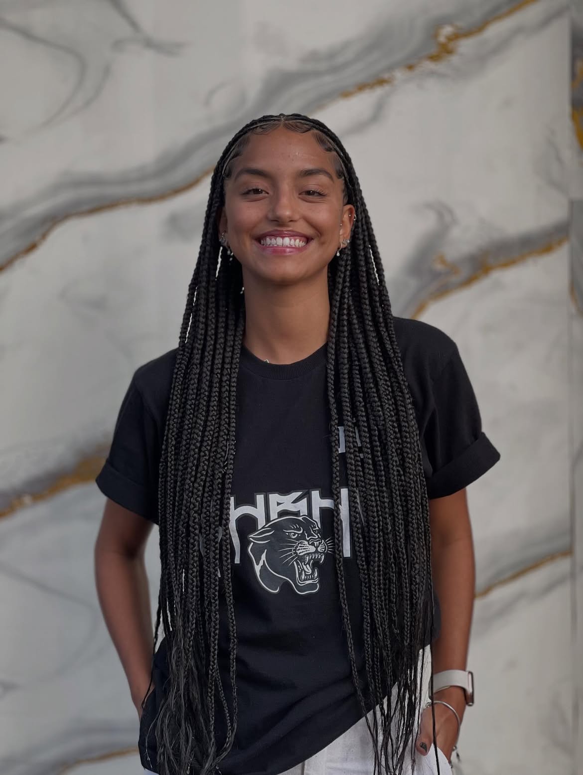 Long Box Braids With Sleek Edges