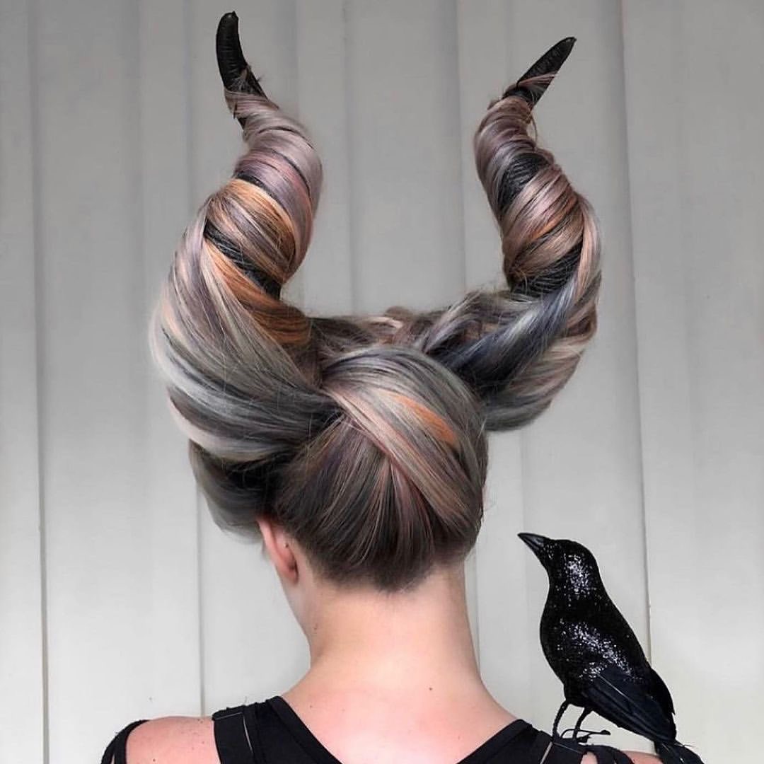 Maleficent Horns With Multicolored Streaks