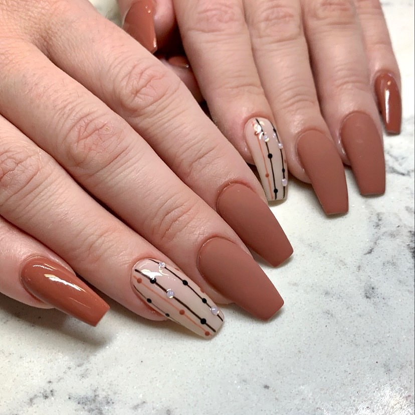 Matte Terracotta Neutral Lines With Rhinestone Accents