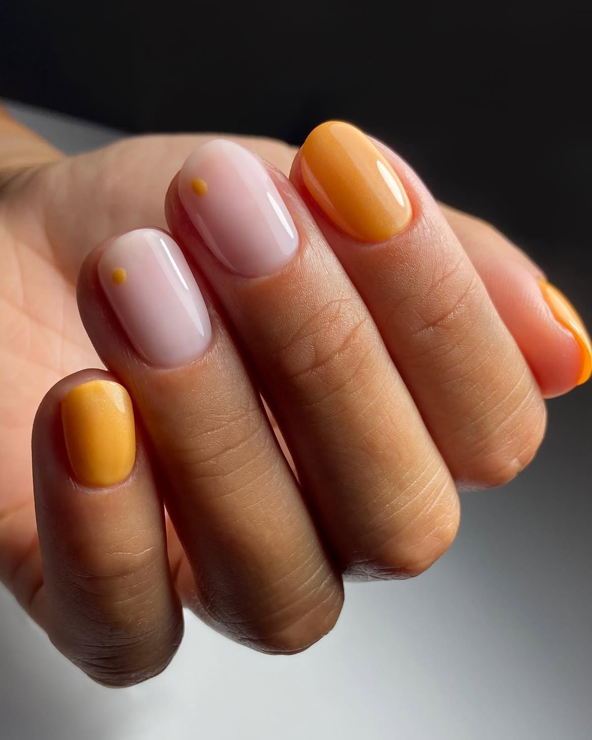 Milky Pastel Orange and Pink Dot Accents