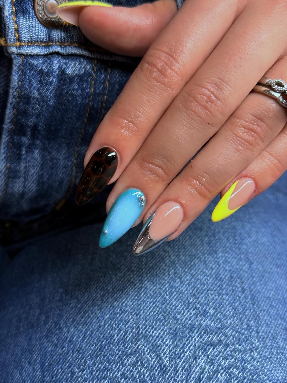 Mixed Media Abstract Almond Nails