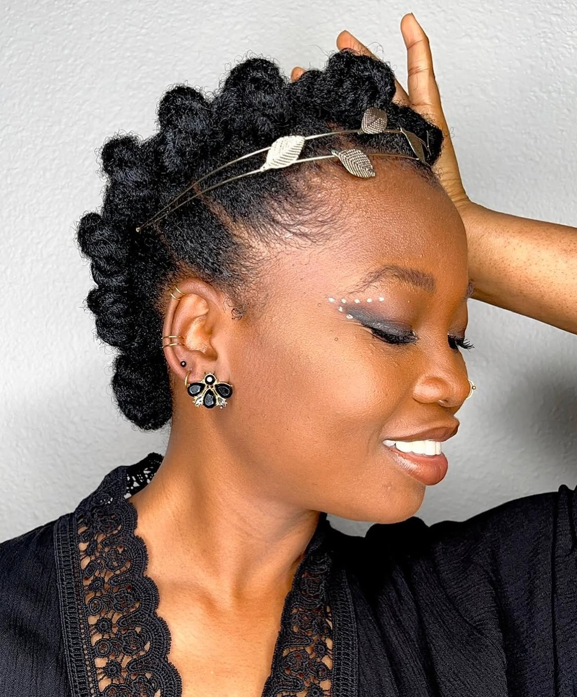 Mohawk Braids With Gold Leaf Tiara