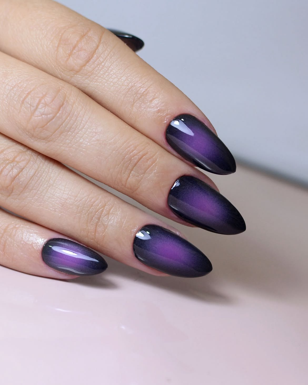 Mystic Cat Eye Ombre Almond Nails
