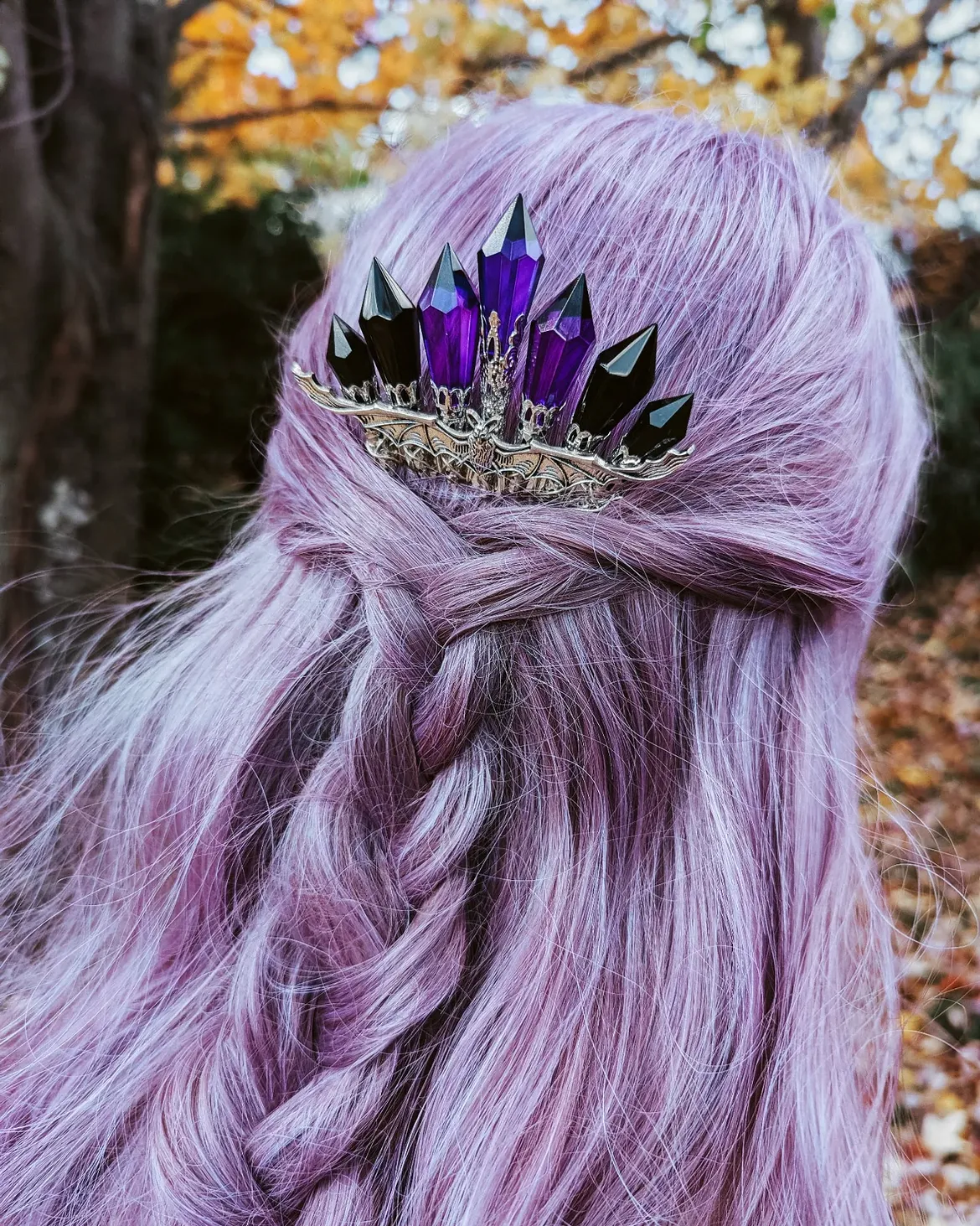 Mystical Crystal Tiara With Lavender Braids