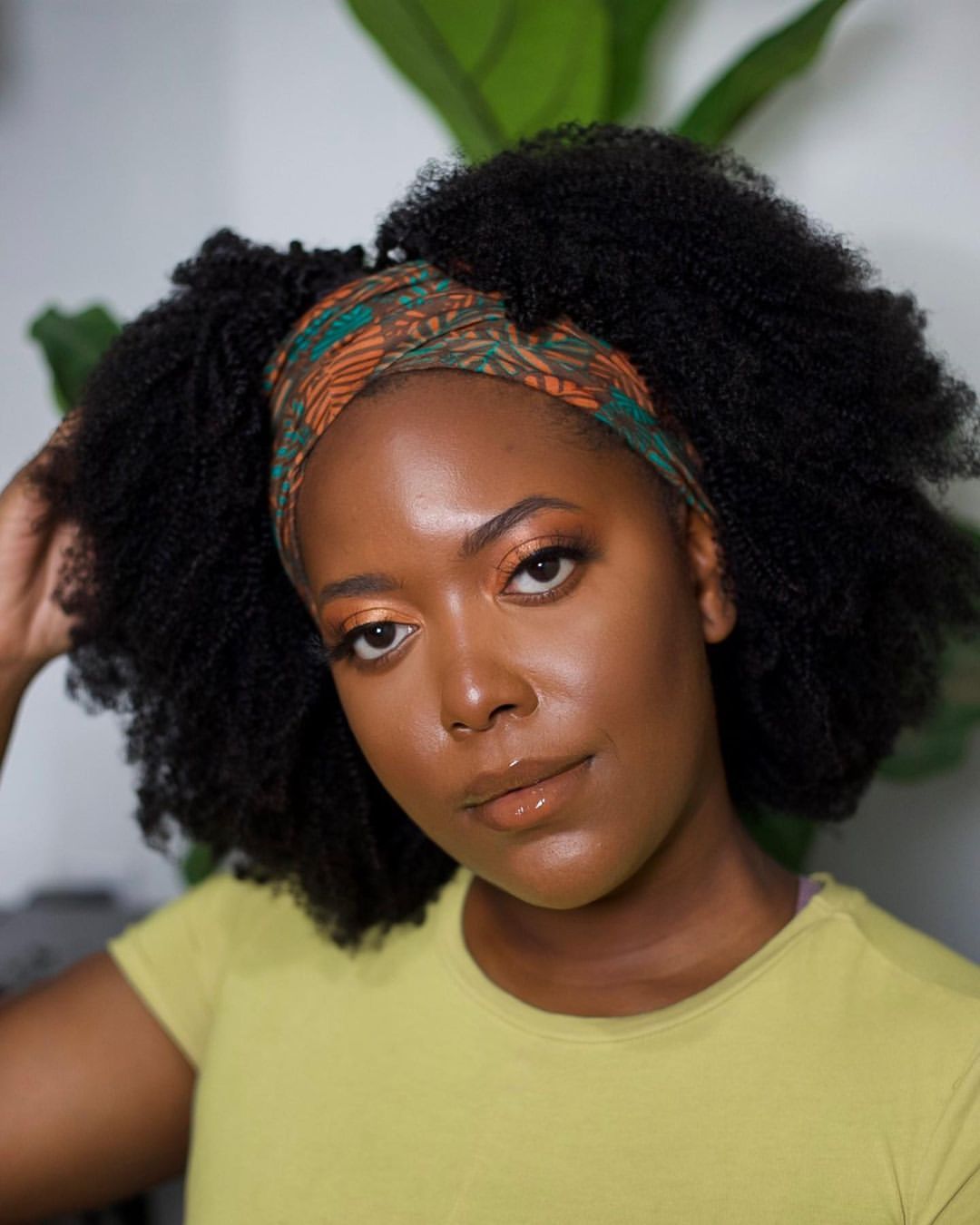 Natural Coils With Vibrant Headwrap Accent