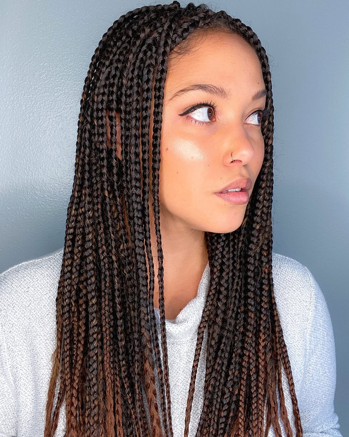Ombre Box Braids With Auburn Undertones