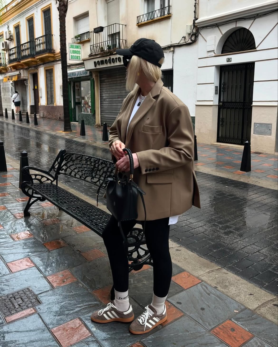 Oversized Blazer With Black Leggings Street Style
