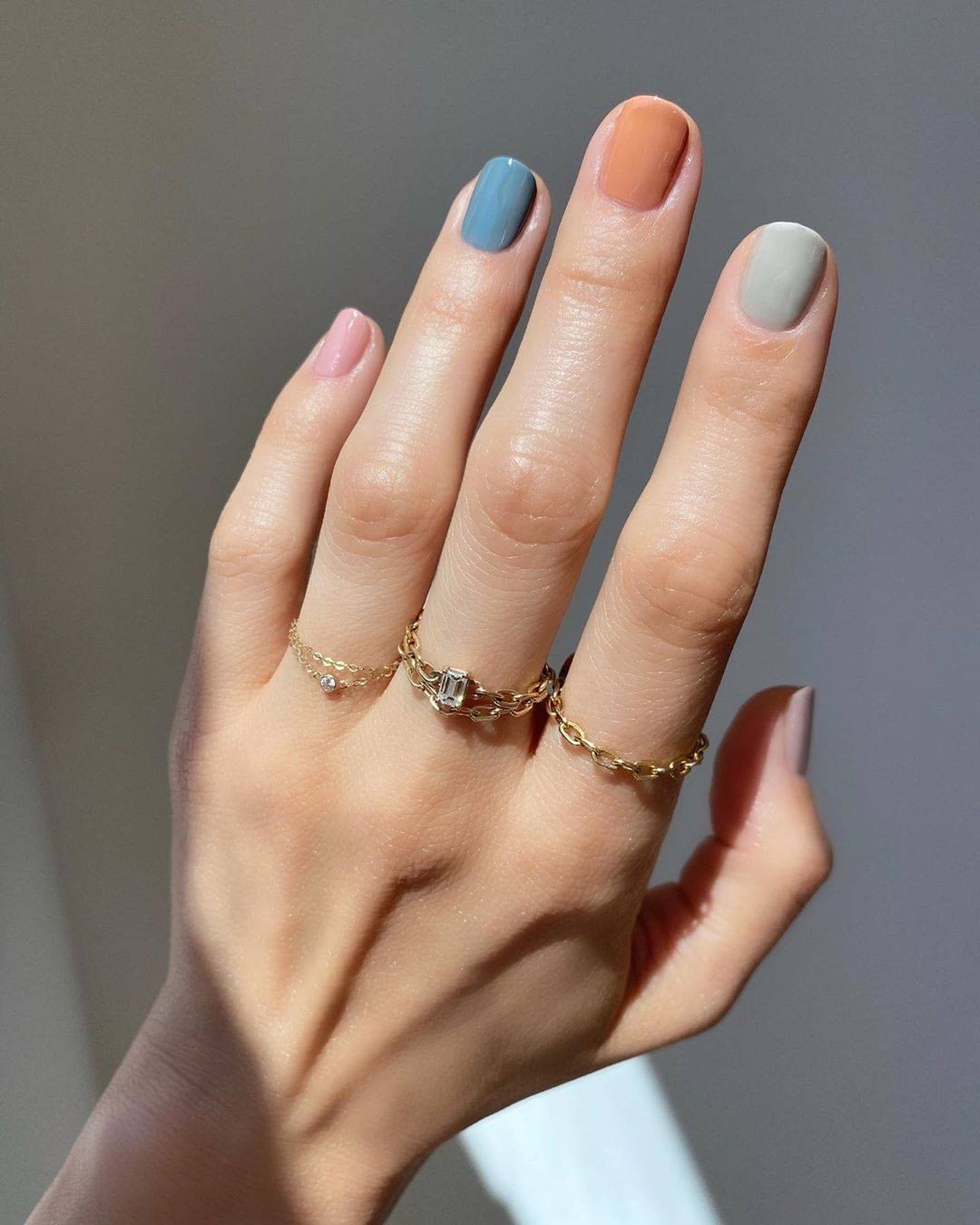 Pastel Muted Fall Mismatched Manicure