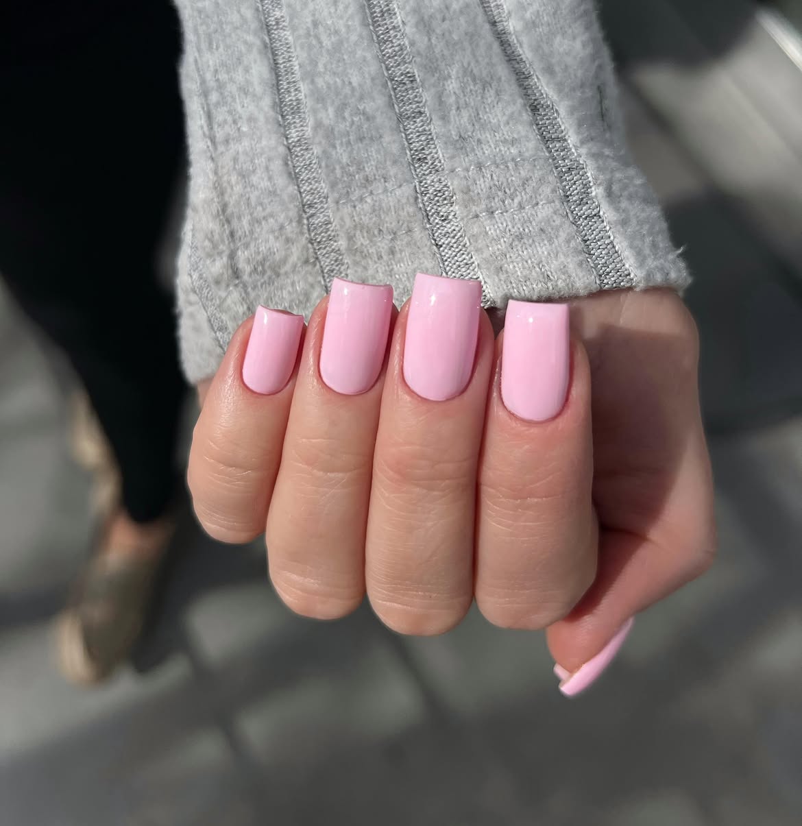 Pastel Pink Creamy Square Nails
