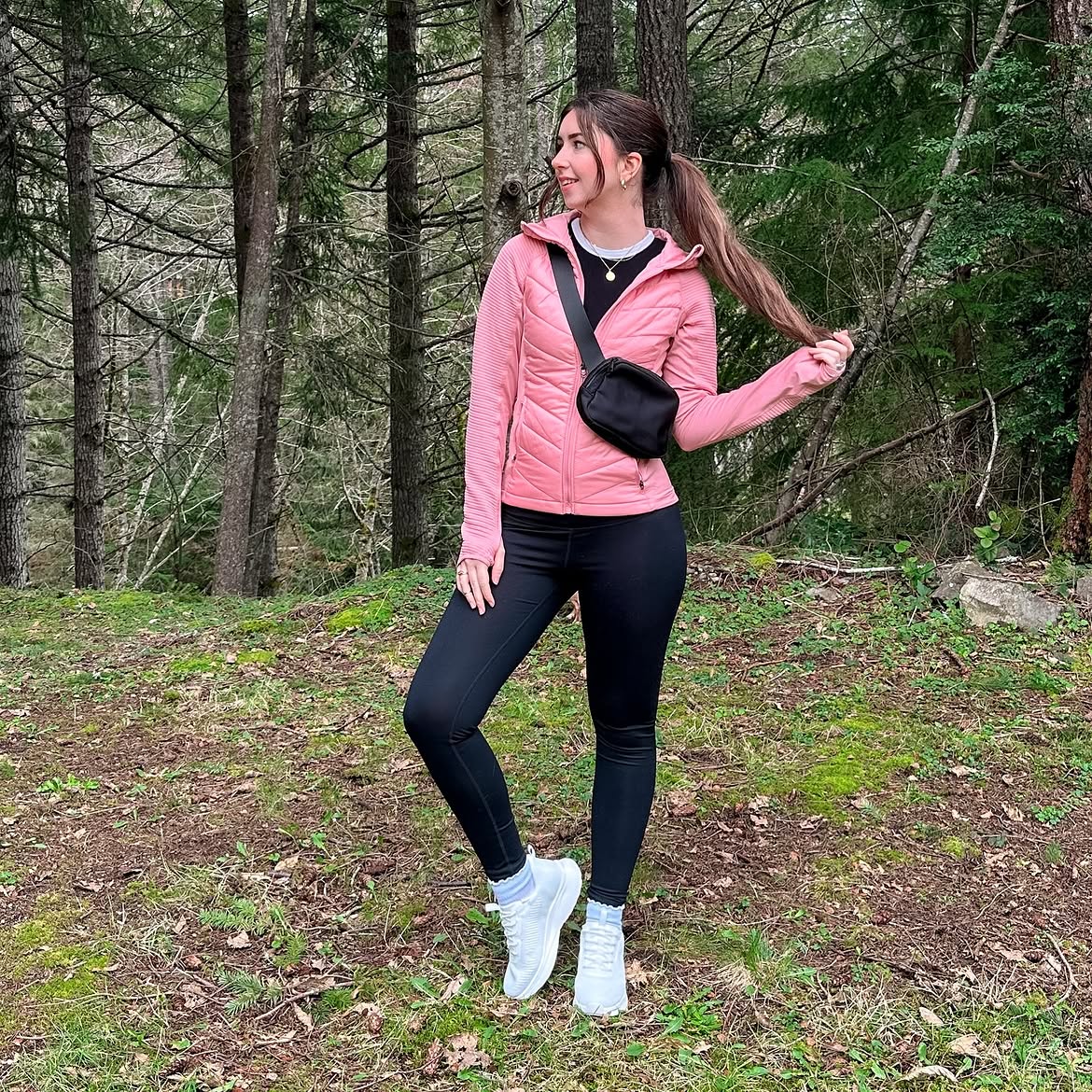 Pink Puffer Leggings And Sneaker Forest Walk