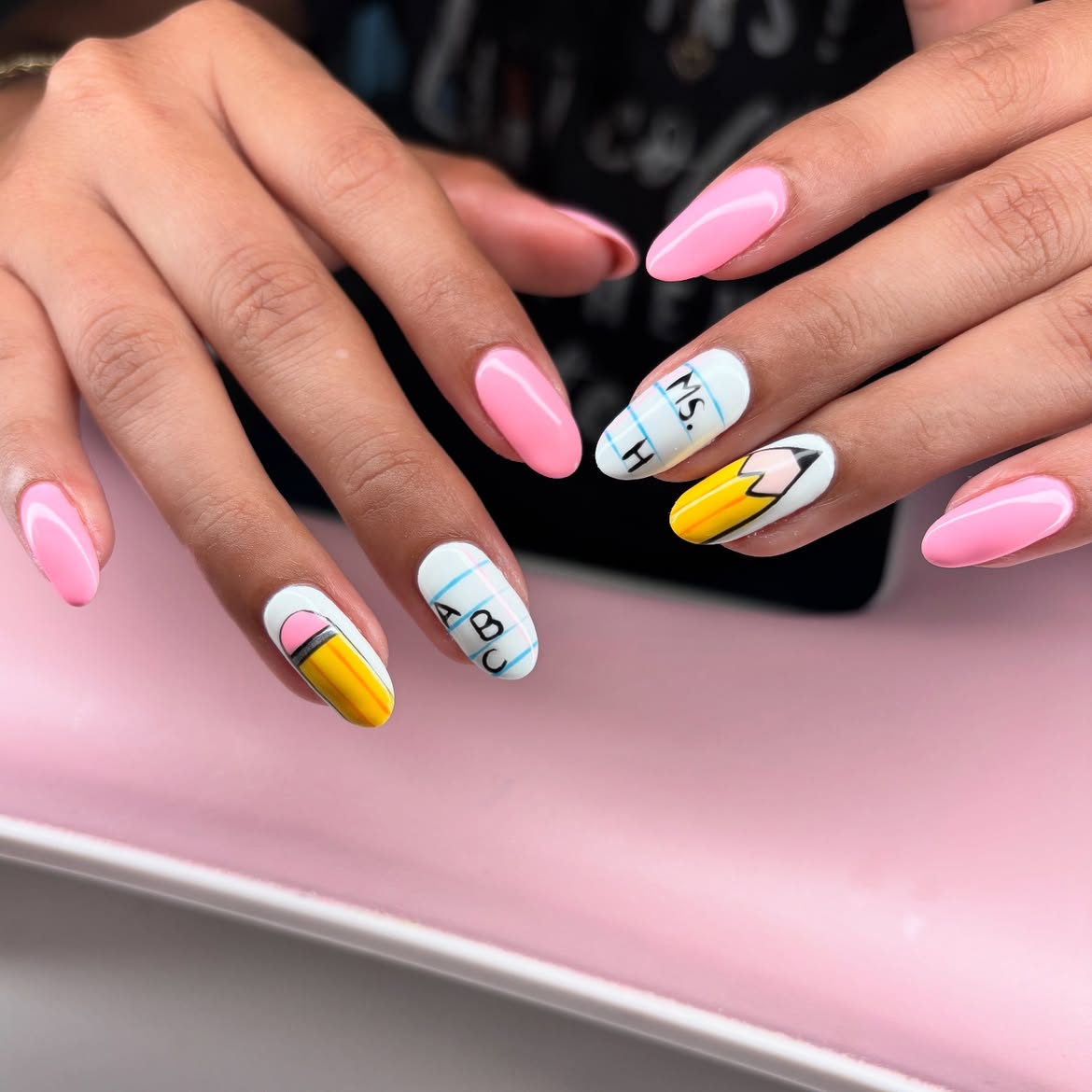Playful Pencil And Notebook Back To School Nails