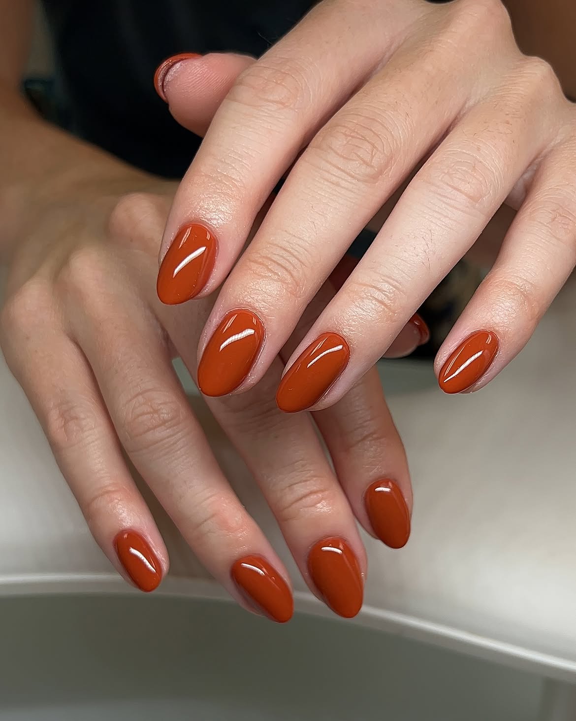 Polished Terracotta Oval Glossy Nails