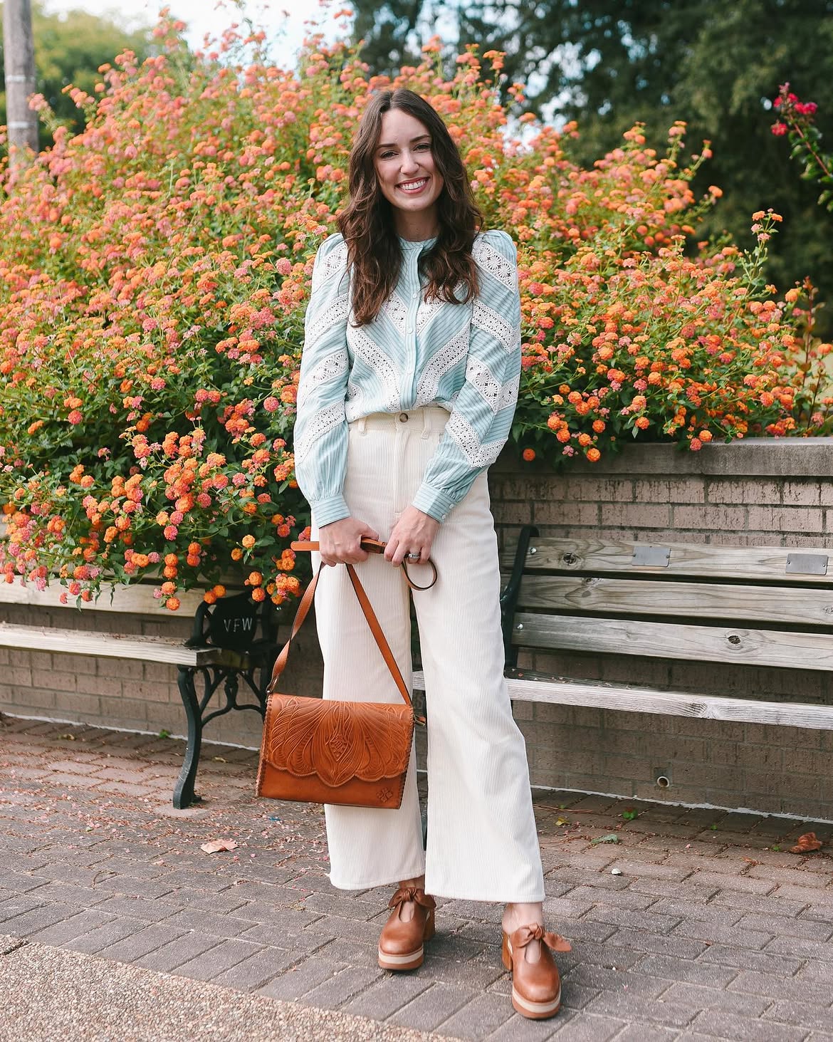 Retro Chic Striped Shirt And Wide Leg Pants Combo