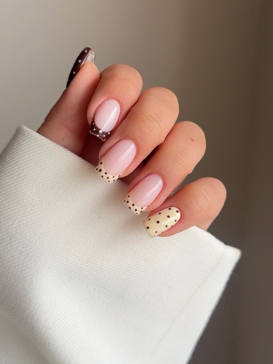 Retro Polka Dot French Manicure with a Twist