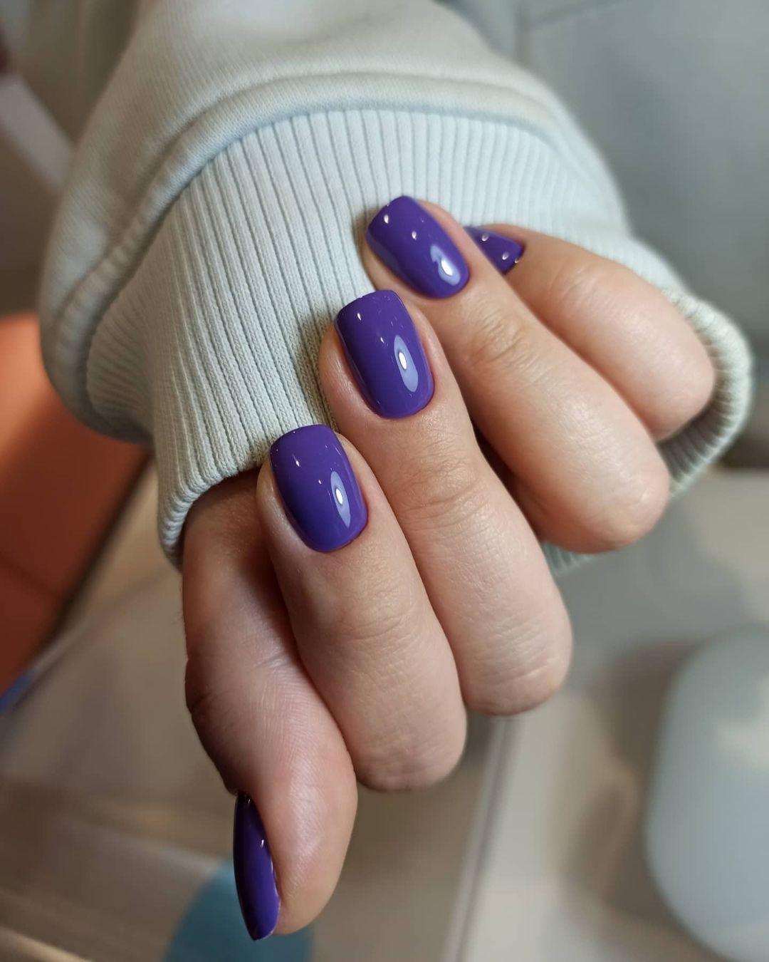Rich Amethyst Glossy Square Nails