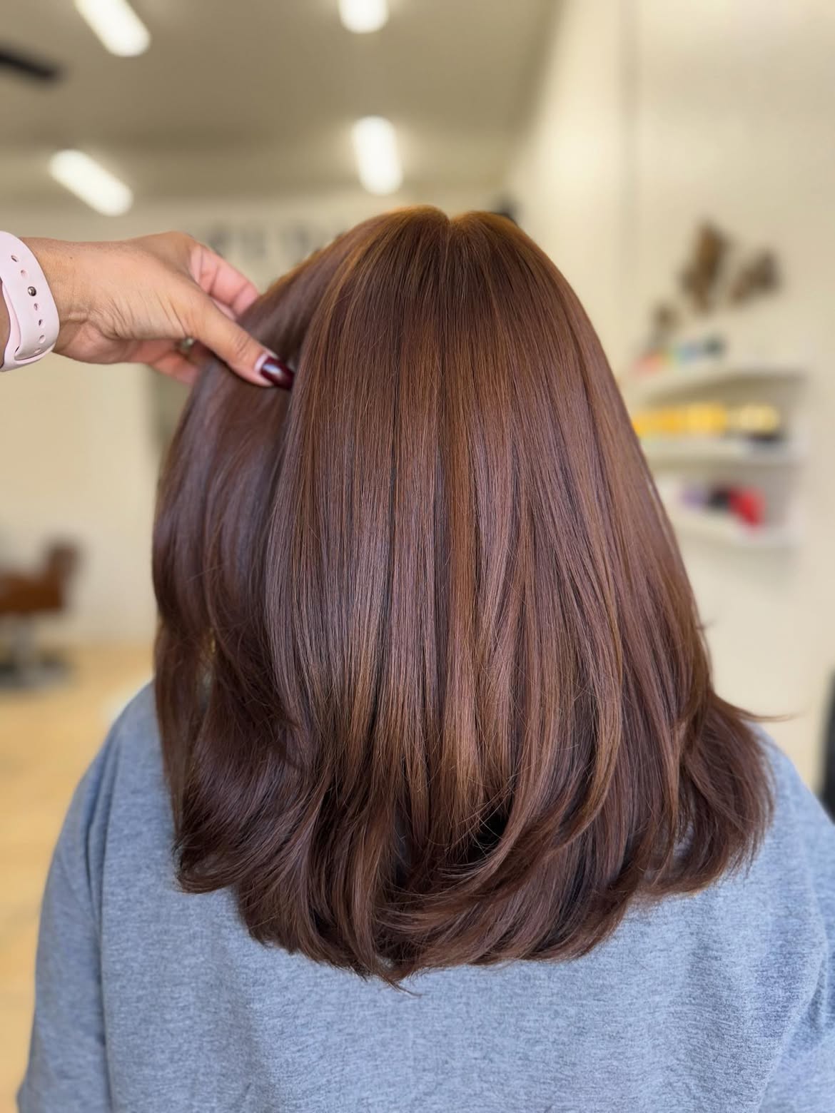 Rich Auburn Balayage With Soft Layers