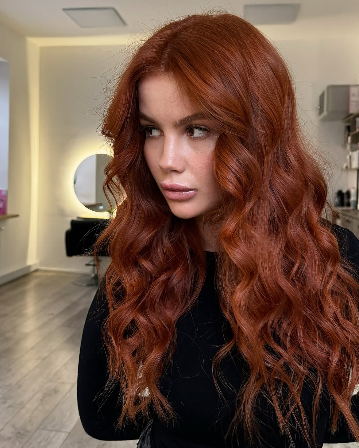 Rich Auburn Waves With Lived-In Texture