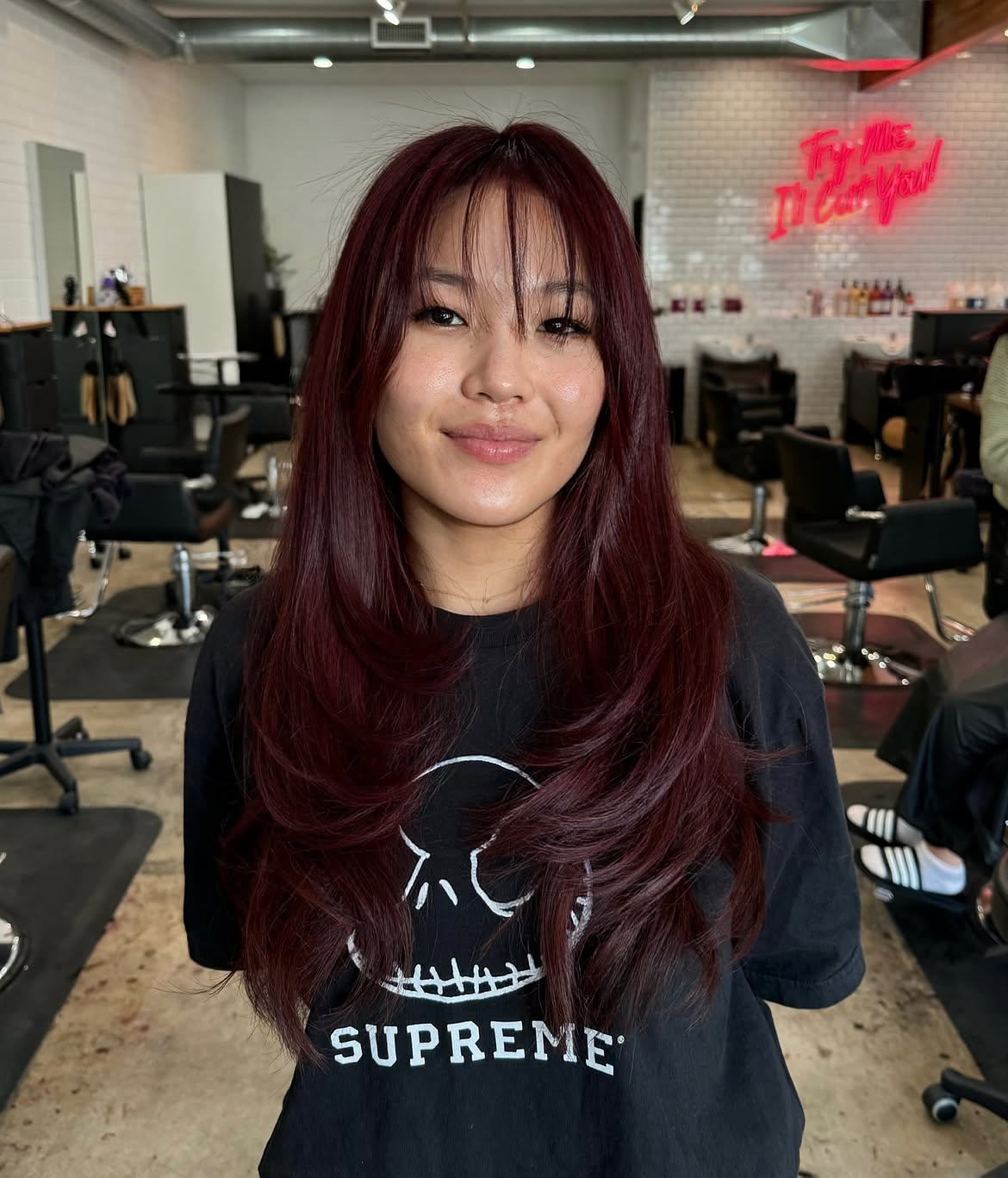 Rich Cherry Cola Layers With Wispy Bangs