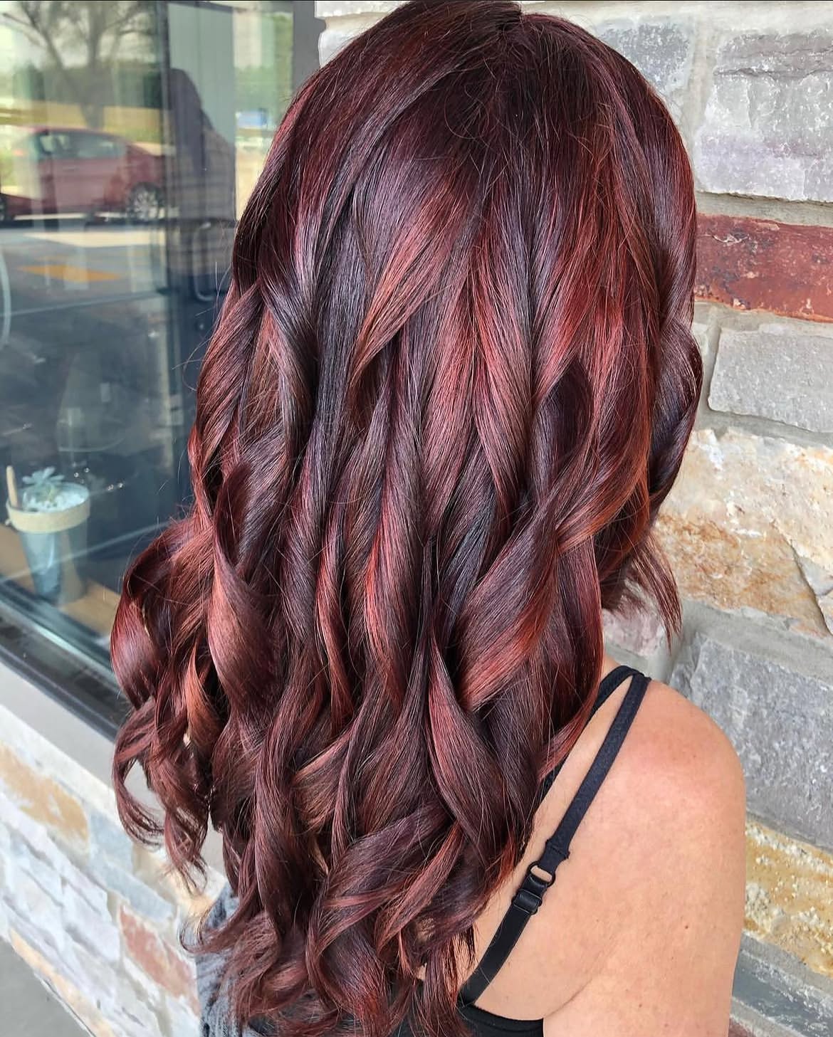 Rich Cherry Cola Waves With Auburn Lowlights