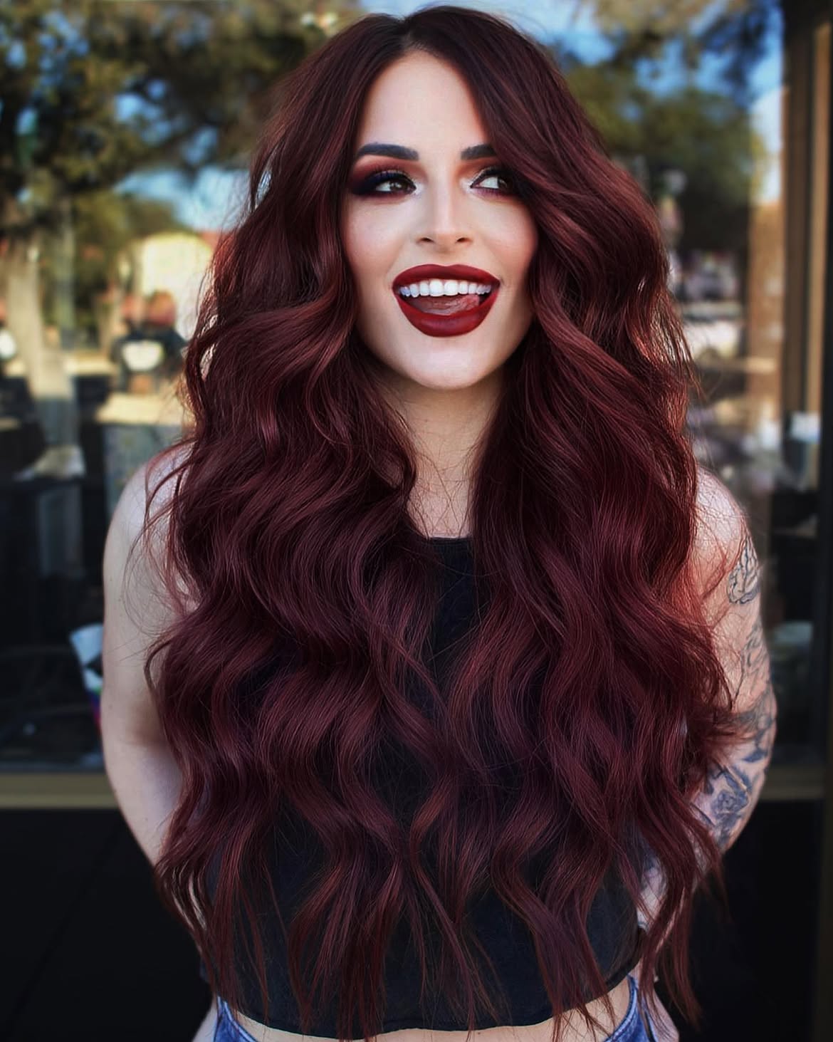 Rich Cherry Cola Waves With Deep Auburn Tones