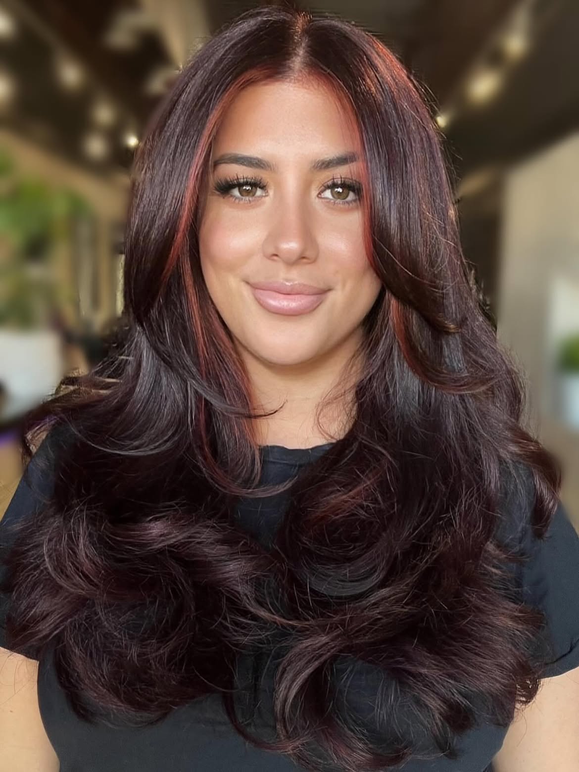Rich Cherry Cola Waves With Face Framing
