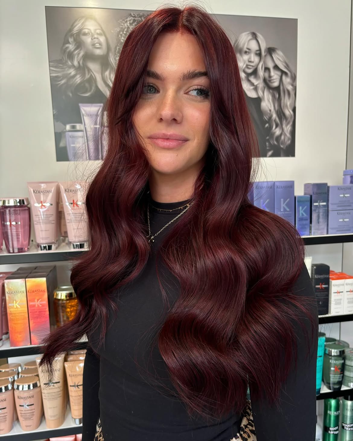 Rich Cherry Cola Waves With Face Framing