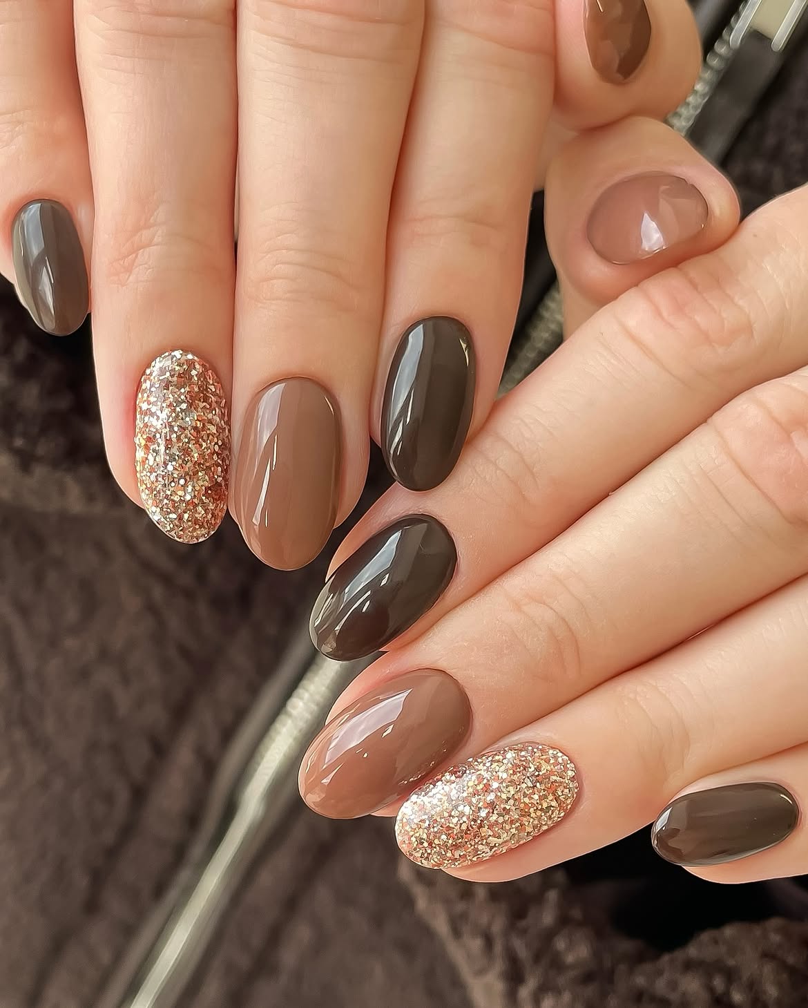 Rich Chocolate Aura with Golden Glitter Accents
