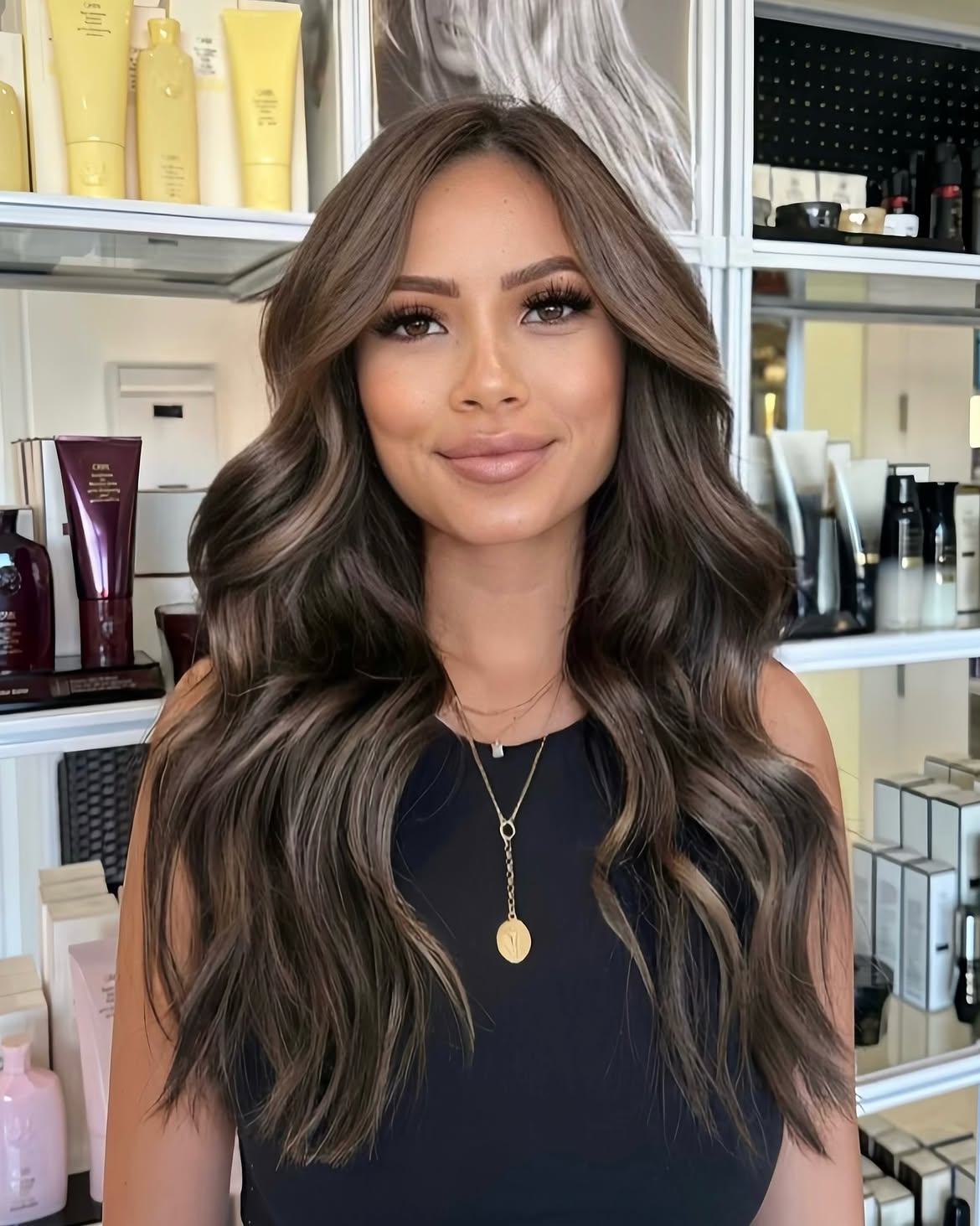 Rich Chocolate Brown With Caramel Balayage Waves