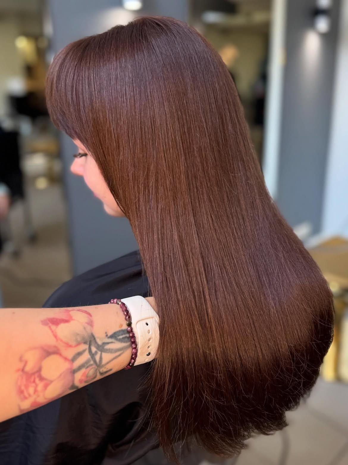 Rich Cinnamon Balayage With Blunt Ends