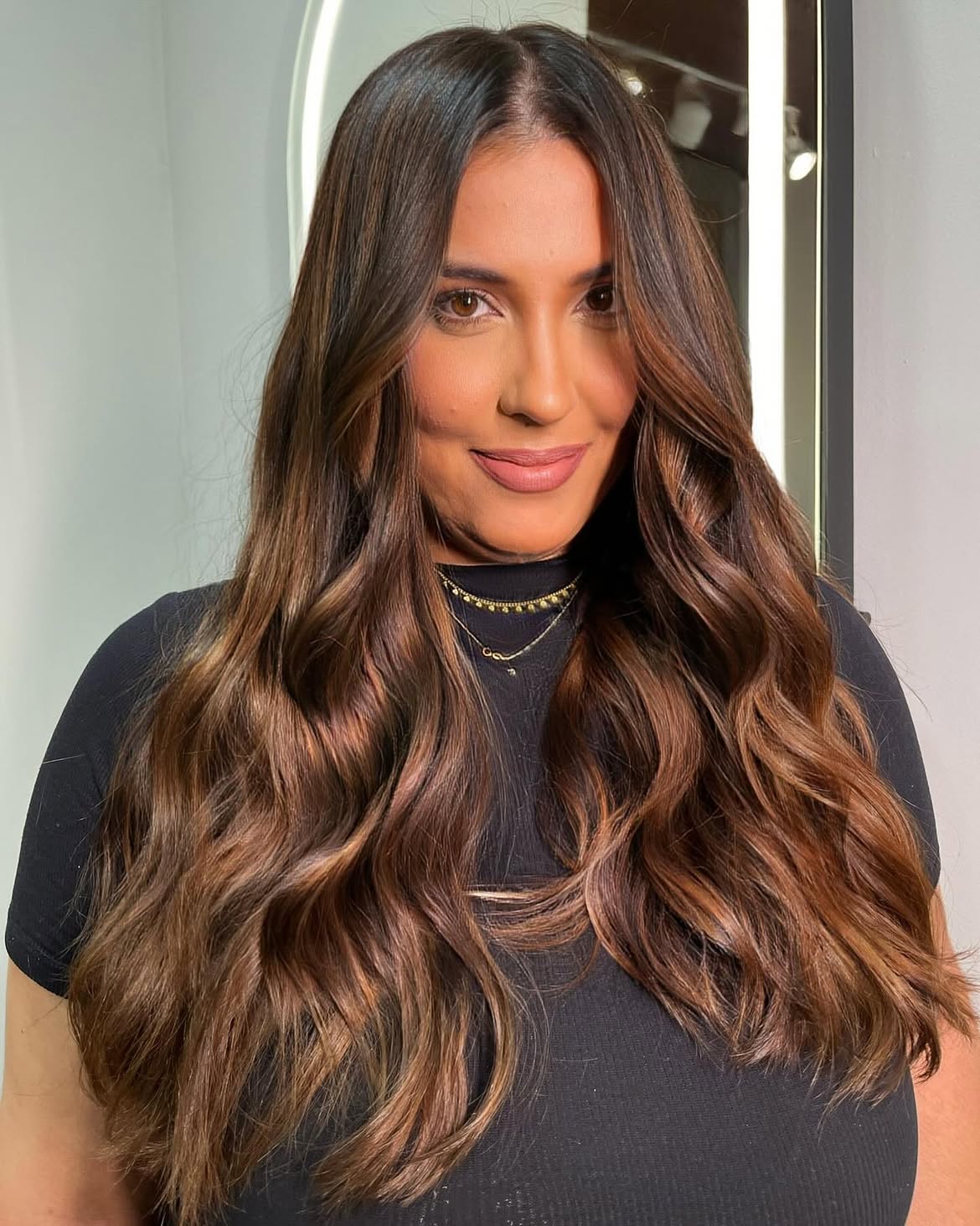 Rich Cinnamon Balayage With Loose Waves