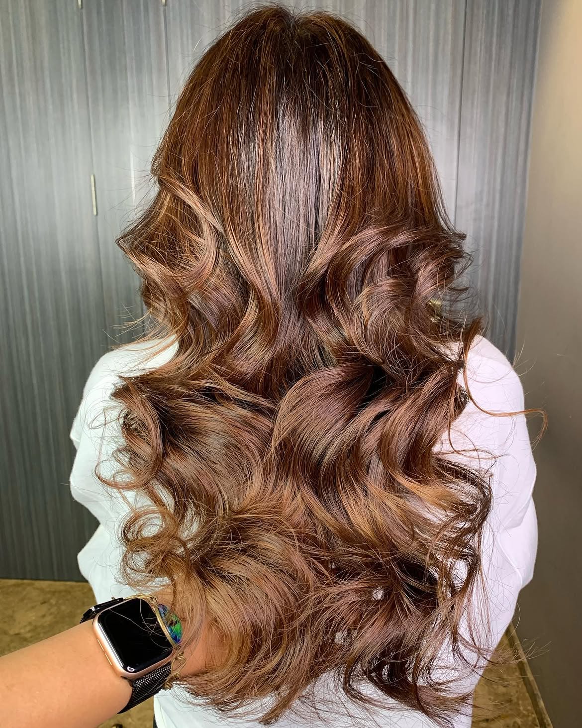 Rich Cinnamon Brown Balayage With Loose Waves