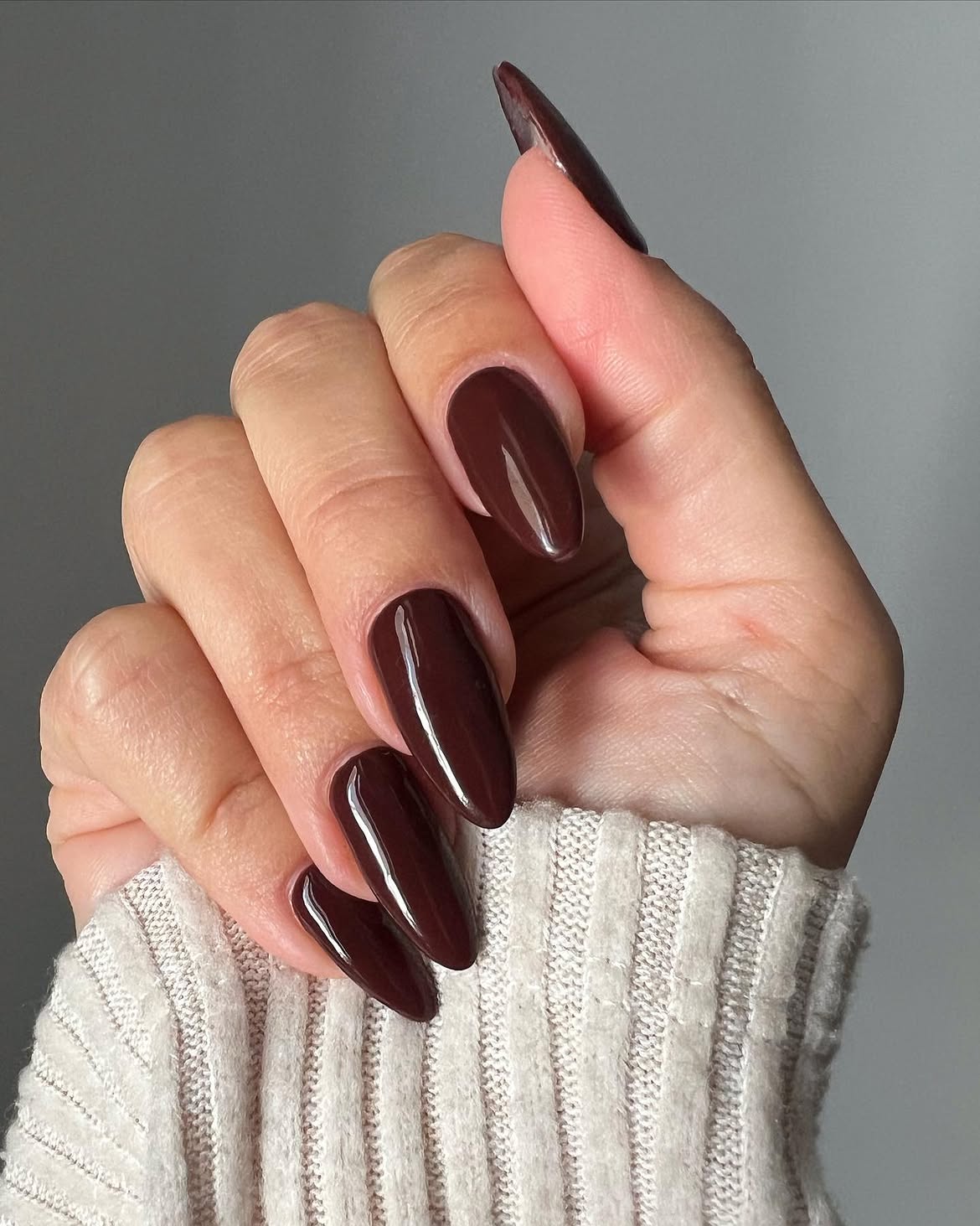 Rich Espresso Almond Gel Nails