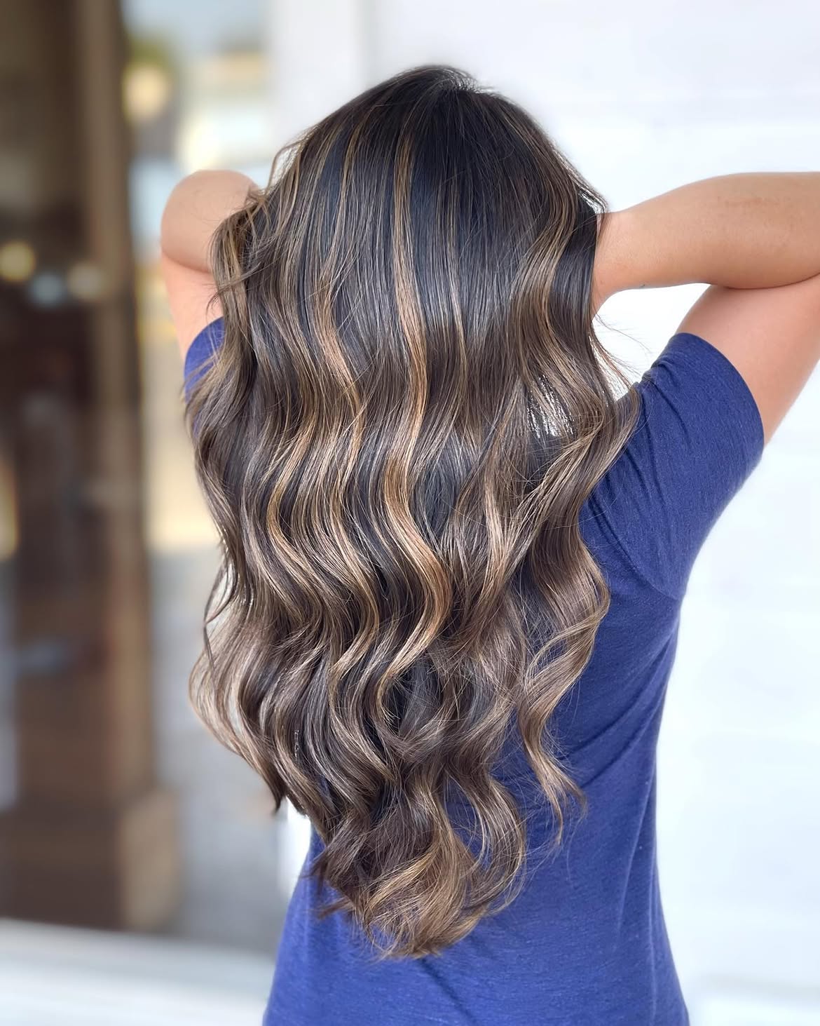 Rich Espresso Balayage With Caramel Highlights