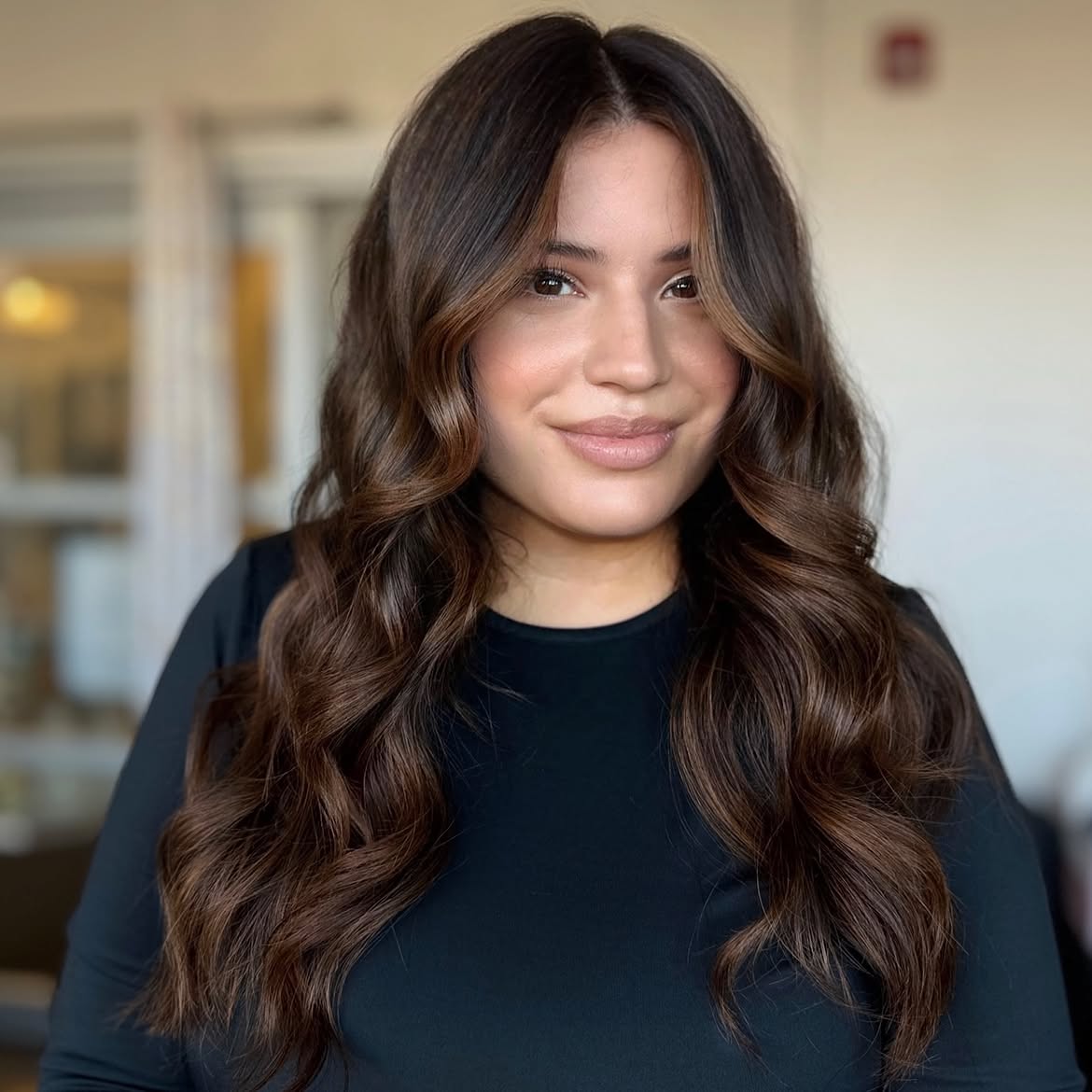 Rich Espresso Balayage With Soft Hollywood Waves
