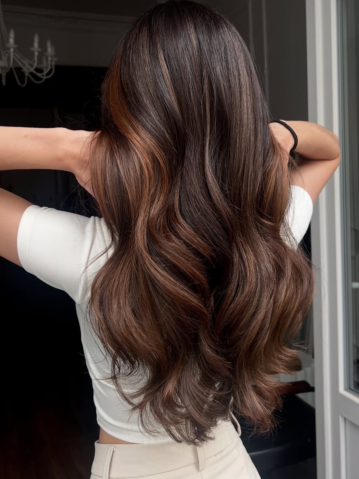 Rich Espresso Balayage With Warm Copper Tones